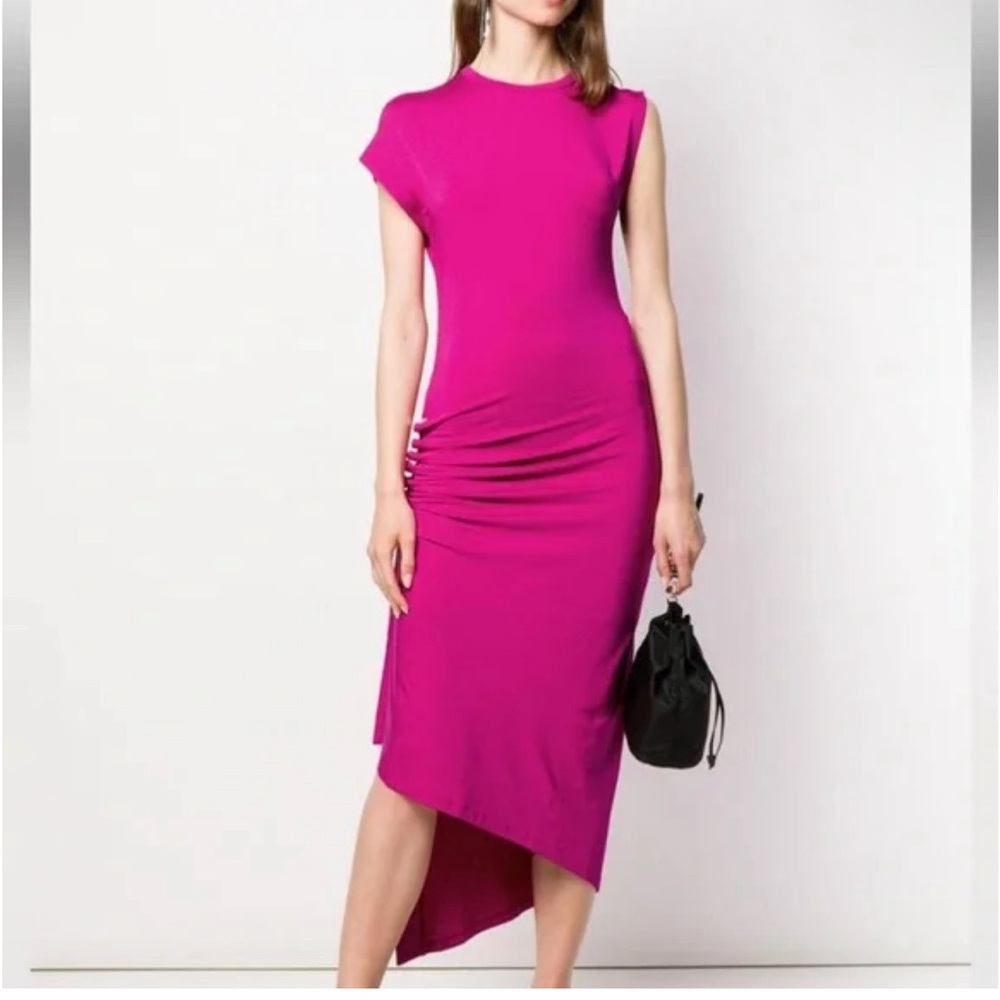 RTR Rabanne Paco Rabanne Pink Asymmetric draped midi dress